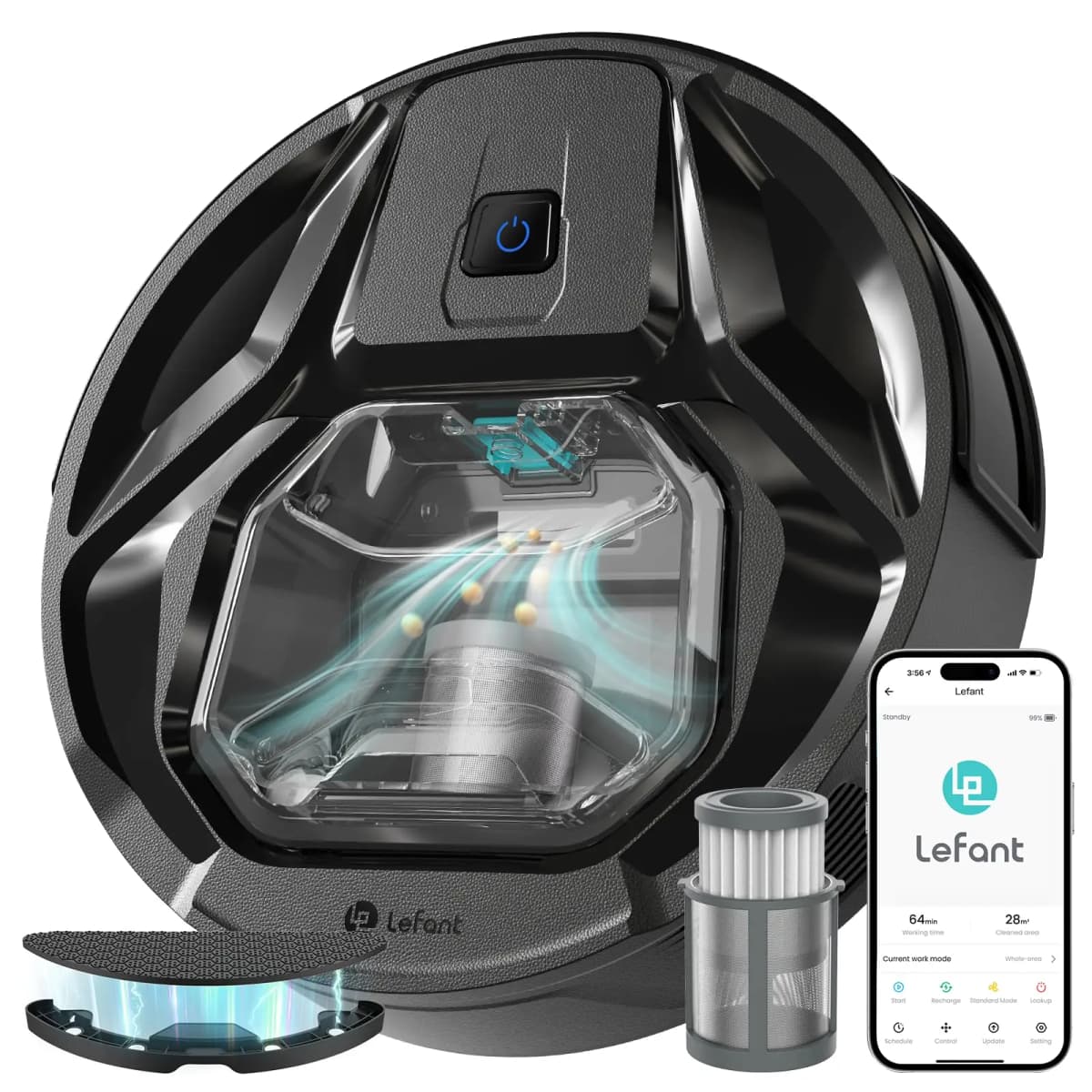 Lefant M320 Robot Vacuum Cleaner with Mopping, Powerful Suction, Visible Dustbin, Quiet, Self-Charging, Works with Alexa