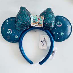 2024 Original Disney Mickey Ears Headband Shanghai Disneyland Minnie Leather Headband Hairband Sequin Bow Party Hair Accessories