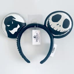 2024 Original Disney Mickey Ears Headband Shanghai Disneyland Minnie Leather Headband Hairband Sequin Bow Party Hair Accessories