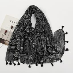 Elegant Floral Printed Hijab Cotton Viscose Tassel Shawl For Woman Fashion Beach Long Scarf Ladies Flower Headscarf 185*100cm