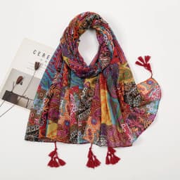 Elegant Floral Printed Hijab Cotton Viscose Tassel Shawl For Woman Fashion Beach Long Scarf Ladies Flower Headscarf 185*100cm