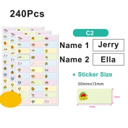 120Pcs Name Tag Sticker Customize Waterproof Stickers Children School Stationery Water Bottle Pencil Kawai Name Labels for Kids