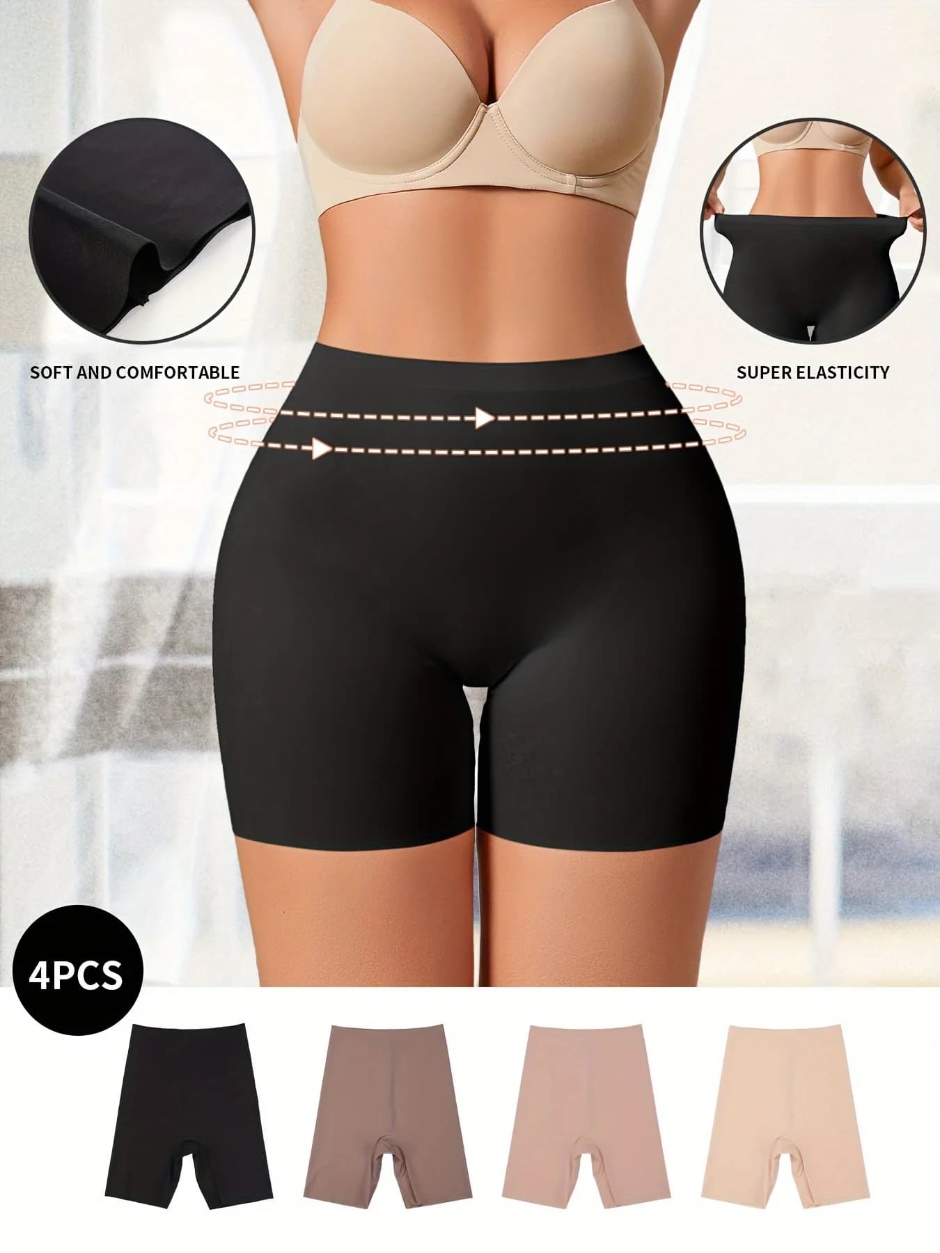 1Pc/4Pcs/Pack Hot Sale High Waist Women Long Leg Panty Comfortable Seamless Long Panties Tummy Tight Seamless Shorts Panties