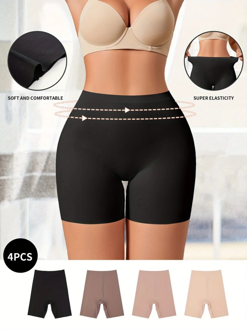 1Pc/4Pcs/Pack Hot Sale High Waist Women Long Leg Panty Comfortable Seamless Long Panties Tummy Tight Seamless Shorts Panties