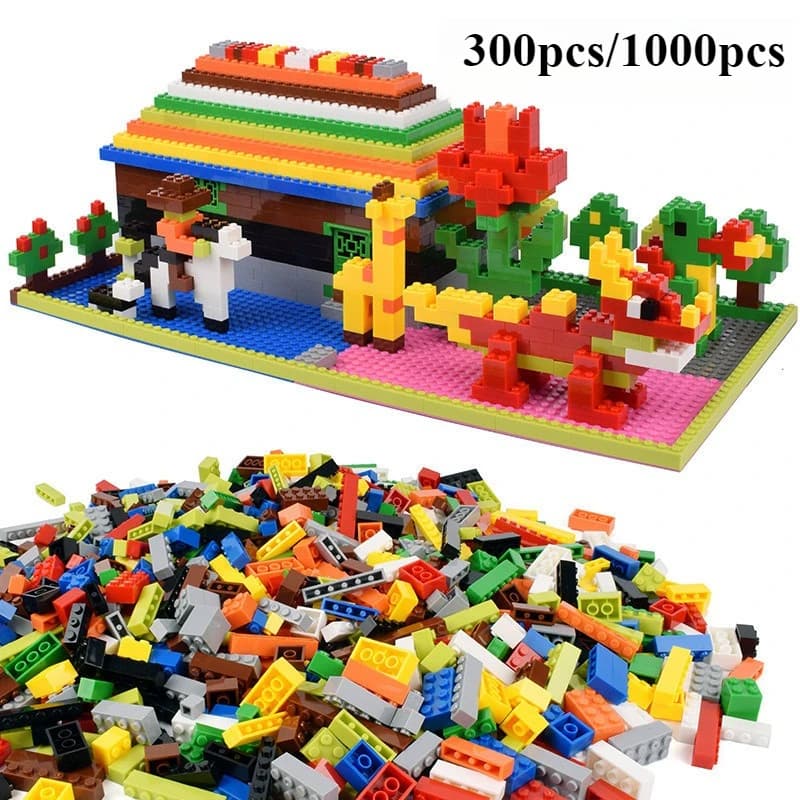 300/1000 DIY creative building blocks bulk set Urban Classic building blocks Assembled birthday gift children's educational toys