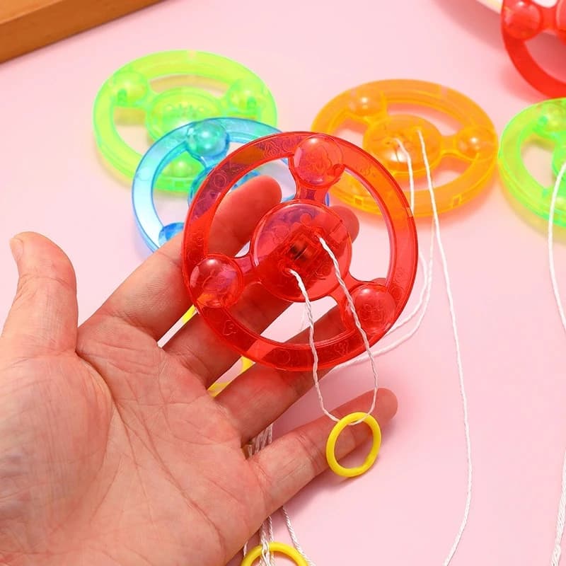 3/6/9pcs New Luminous Hand Pull Luminous Flashing Rope Flywheel Toy Led Light Toy Novelty Children Flywheel Flash Gyro Gift Toys