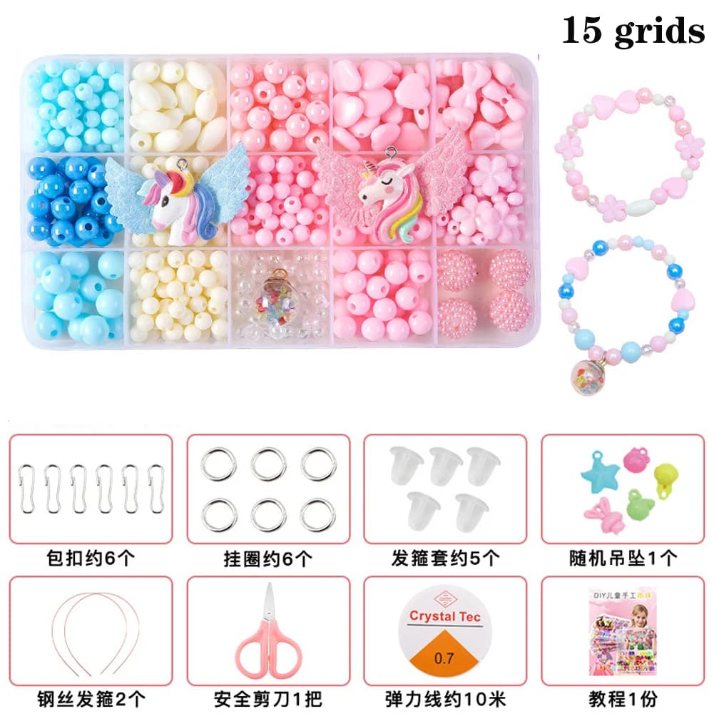 500pcs DIY Handmade Beaded Children's Toy Creative Loose Spacer Beads Crafts Making Bracelet Necklace Jewelry Kit Girl Toy Gift