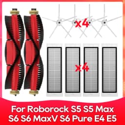 Compatible For ( Roborock S5, S5 Max, S6 MaxV, S6 Pure, E4, E5, S51, S52, S55 ) Roller Side Brush Filter Mop Accessories Part
