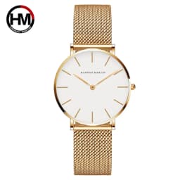 36mm Full Gold New Style Japan Quartz Movement Brand Stainless Steel Mesh Band Simple Design Women's Waterproof Lady Watches