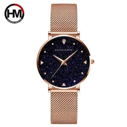 36mm Full Gold New Style Japan Quartz Movement Brand Stainless Steel Mesh Band Simple Design Women's Waterproof Lady Watches