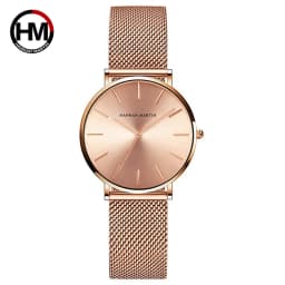36mm Full Gold New Style Japan Quartz Movement Brand Stainless Steel Mesh Band Simple Design Women's Waterproof Lady Watches