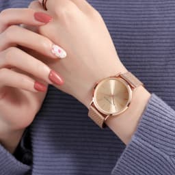 36mm Full Gold New Style Japan Quartz Movement Brand Stainless Steel Mesh Band Simple Design Women's Waterproof Lady Watches