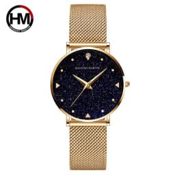 36mm Full Gold New Style Japan Quartz Movement Brand Stainless Steel Mesh Band Simple Design Women's Waterproof Lady Watches
