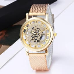 Luxury Skeleton Men Watch Women Wrist Watches Fashion Montre Homme Gold Wrist Watch Men Steel Mesh Men's Watch