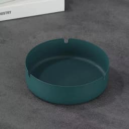 Round Stainless Steel Cigarette Ashtray Portable Tabletop Silver Metal Ash Tray for Smoker