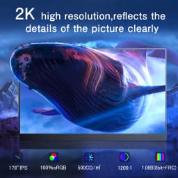 UPERFECT 2K Portable Monitor 16.0-inch 500 Nits 8 Bit Frameless Screen IPS HDR FreeSync Eyecare USB C Gaming Display 2560X1600