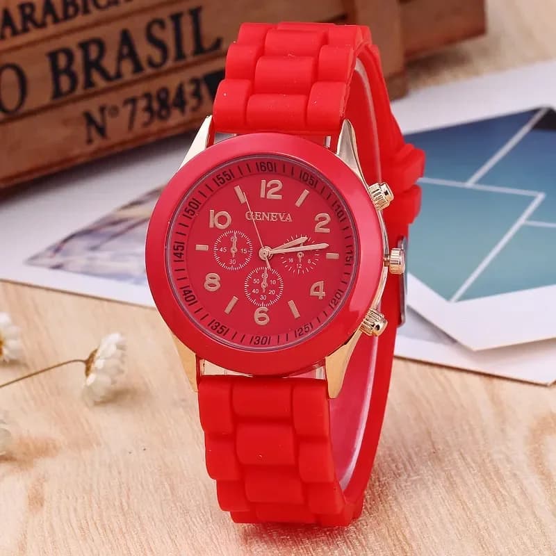 Famous Brand Geneva Ladies Fashion Watch Male and Female Student Silicone Quartz WristWatch Clock Wholesale Relogio Feminino