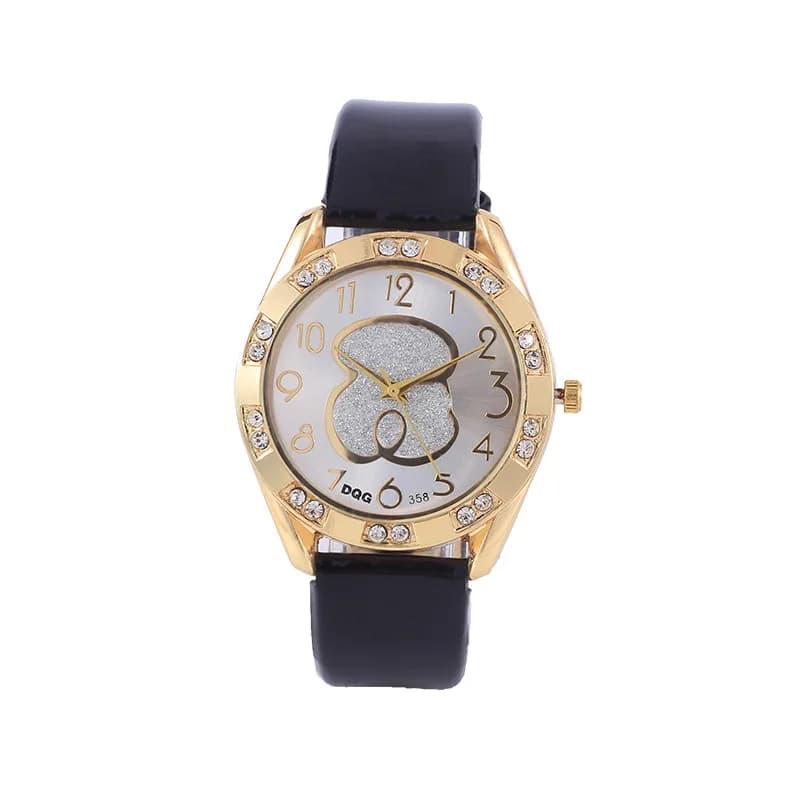 Montre Femme Luxe De Marque DQG Brand Women Watch Waterproof Purple Leather Diamond Cartoon Panda Arabic Digital Quartz Watches