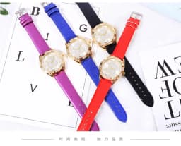 Montre Femme Luxe De Marque DQG Brand Women Watch Waterproof Purple Leather Diamond Cartoon Panda Arabic Digital Quartz Watches