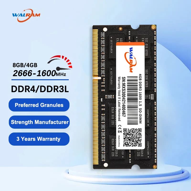 Walram DDR4 Ram Memory DDR3L 8GB 4GB Memoria Ram 2666MHZ 1600MHZ 1.35V 1.2V 204Pin 260Pin CL11 CL19 Notebook Sodimm For Laptop