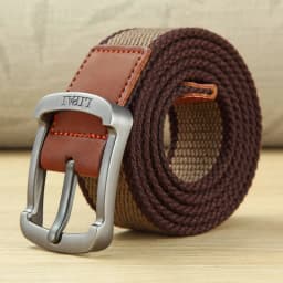 3.5cm Outdoor Canvas Men's Belt Solid Color Black and Red Striped Woven Alloy Pin Buckle Sports Overalls Belt for Men Wholesale