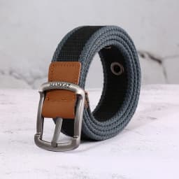 3.5cm Outdoor Canvas Men's Belt Solid Color Black and Red Striped Woven Alloy Pin Buckle Sports Overalls Belt for Men Wholesale