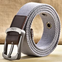3.5cm Outdoor Canvas Men's Belt Solid Color Black and Red Striped Woven Alloy Pin Buckle Sports Overalls Belt for Men Wholesale