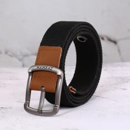 3.5cm Outdoor Canvas Men's Belt Solid Color Black and Red Striped Woven Alloy Pin Buckle Sports Overalls Belt for Men Wholesale