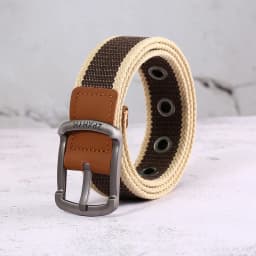3.5cm Outdoor Canvas Men's Belt Solid Color Black and Red Striped Woven Alloy Pin Buckle Sports Overalls Belt for Men Wholesale