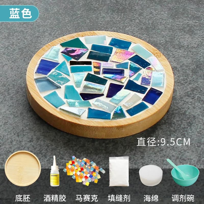 Handmade DIY Mosaic Cup Mat Bottom Bamboo Pad Heart Square Coaster Parent-Child Early Education Free Creation Handicraft Toys