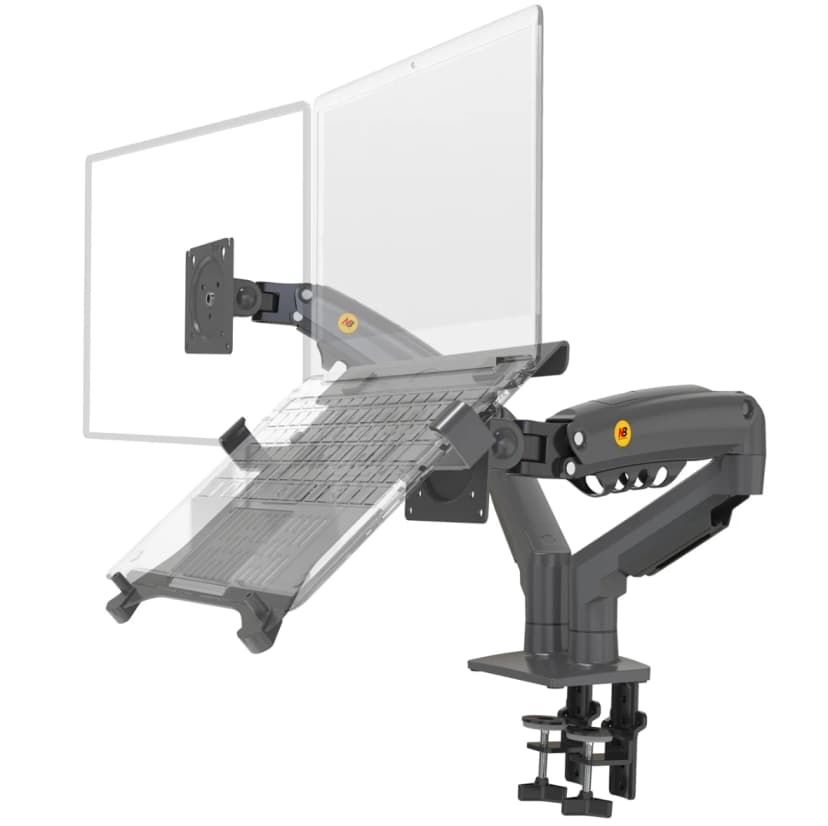 Desktop NB F160 + FP-2 Gas Spring Dual Arm for 17"-27" Monitor Holder + 10"-17" Laptop Support Air Press Mount Stand Load 2-9kg