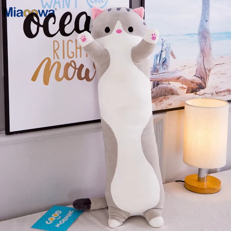 50/70cm Cute Soft Long Cat Plush Toys Stuffed Pause Office Nap Pillow Bed Sleep Home Decor Gift Doll for Kids Girl