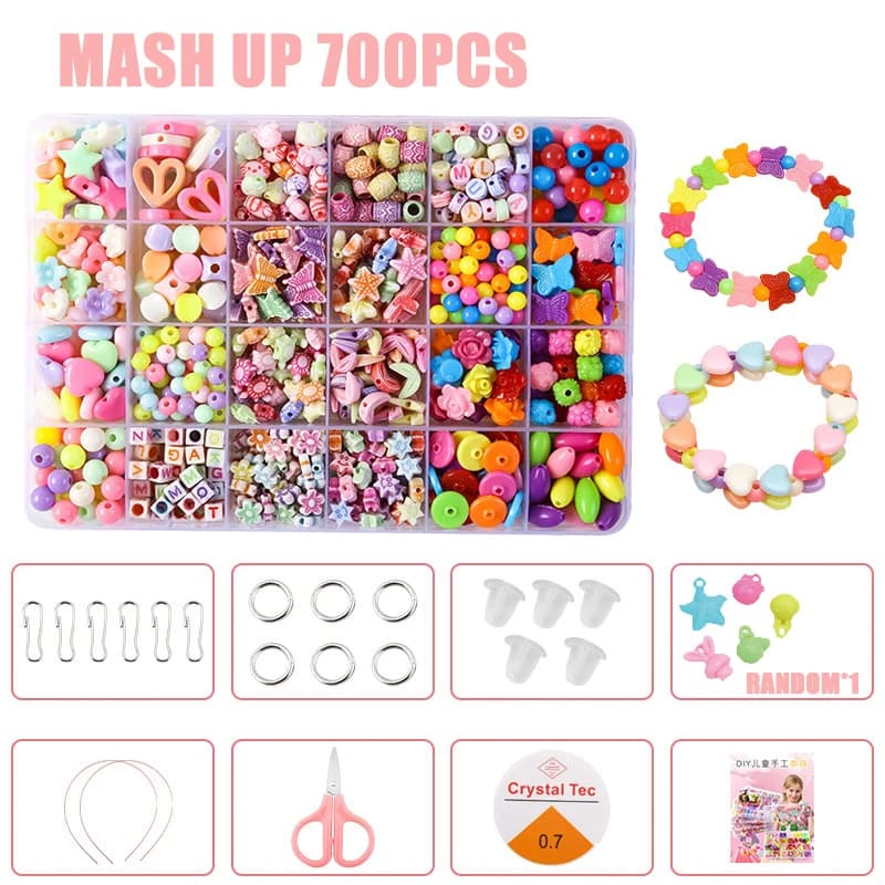 Girls DIY Bead Set Jewelry Making Kit for Kids Girl Pearl Beads for Bracelets Rings Necklaces Creativity Kits Art Craft
