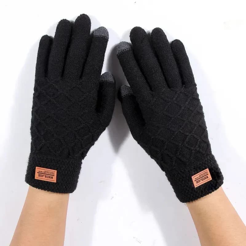 Autumn Winter Version of The Touch Screen Knitted Wool Plus Velvet Thickening Outdoor Riding Gloves for Men Accessories Gifts