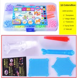 1000 Pcs/box DIY Water Spray Magic Beads Handmade Toy Set Children's Color Crystal Beads Puzzle Craft Kit Gift Variety Bean Toys