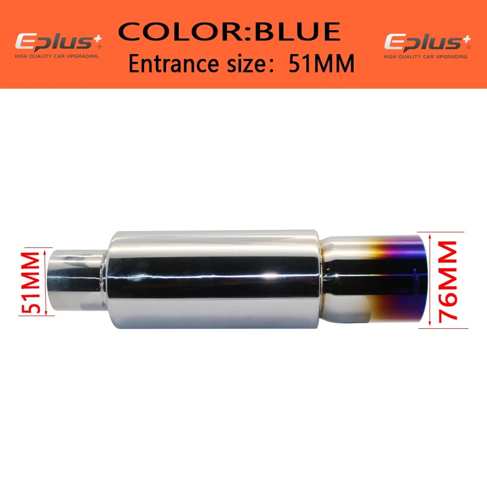 EPLUS Car exhaust pipe muffler Tail Pipe Universal High Quality Stainless Steel Interface 51 57 63MM Exhaust System End 76mm
