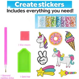 12 Create Big Gem Diamond Painting Sticker Kit Art Craft Girls Boys Unicorn Animal Sealife Magical Mosaic Dot Sticky Toys Gifts