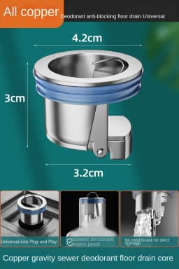All Copper Gravity Direct Drain Core Floor Shower Drain Stopper Insectproof Anti-odor Hair Trap Kitchen Bathroom Toilet Sewer