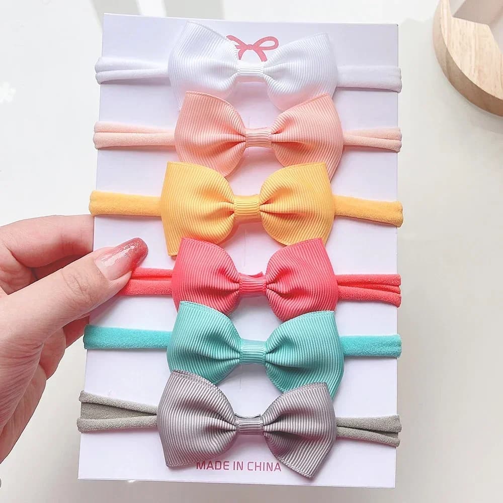 3/4/6Pcs/Set Sweet Colorful Ribbon Bowknot Elastic Headband For Baby Girls Ties Headwear Infant Kid Hair Accessories Diademas