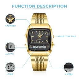 New Fashion Casual Watch Men Digital Dual Time Week Gold Sport 3bar Waterproof Quartz Wristwatches Clock relogio masculino L1030