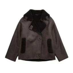 TRAF Woman Thick Faux Leather Jackets for Women Coat Autumn Winter Warm Wool Blends Coats Demi-season Plush Jacket Outerwear