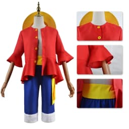 Anime Luffy Cosplay Costumes Monkey D Cosplay Suits Hats Halloween For Women Men Kids Cos Top Pants Gifts
