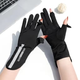 Summer Sunscreen Gloves Women Thin Ice Silk Anti-ultraviolet Dew Finger Touch Screen Driving Riding Non-slip Breathable UPF 50