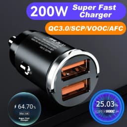 100W/200W QC3.0 PD Mini Car Charger 12-24V Lighter Fast Charging Car USB Type C Charger for Xiaomi Samsung Huawei iPhone Power