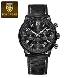 POEDAGAR Luxury Military Sports Watch for Man Waterproof Luminous Chronograph Date Men's Watches Quartz Nylon Leather Men Clock