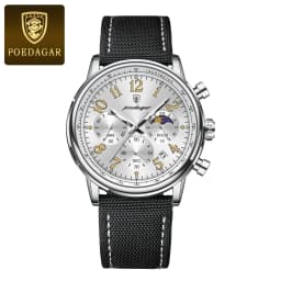 POEDAGAR Luxury Military Sports Watch for Man Waterproof Luminous Chronograph Date Men's Watches Quartz Nylon Leather Men Clock