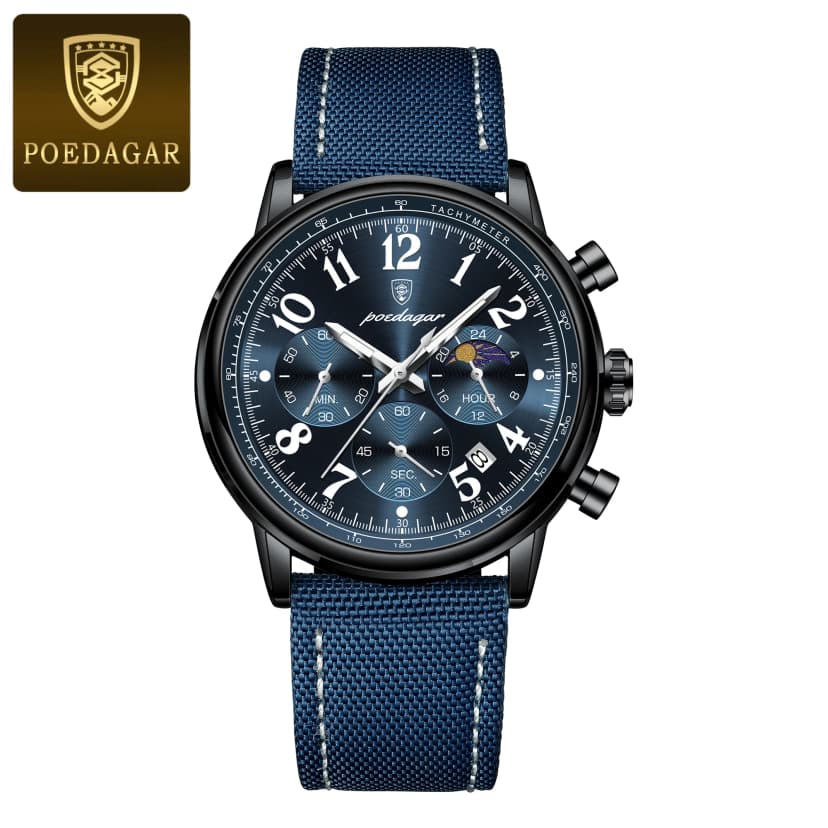 POEDAGAR Luxury Military Sports Watch for Man Waterproof Luminous Chronograph Date Men's Watches Quartz Nylon Leather Men Clock
