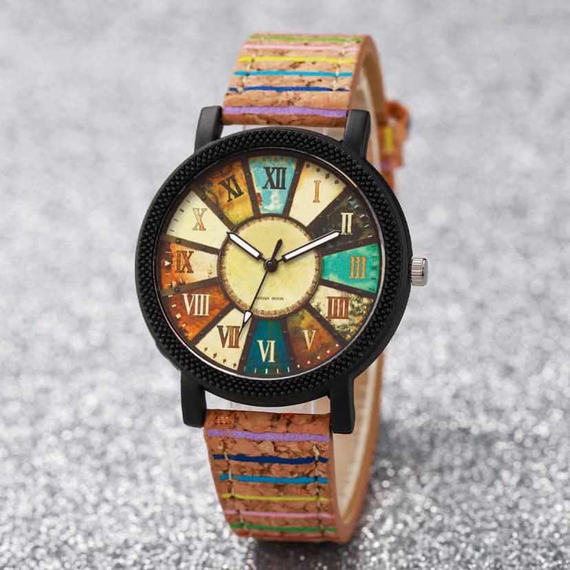 1PC Women's Fashion Watch Retro Roman Disc Quartz Imitation Leather Quartz Watch