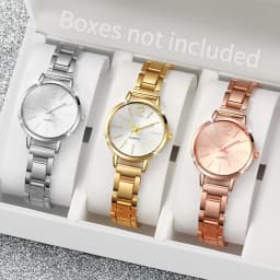 1/3PCS Fashion Women's Watches Stainless Steel Band Analog Quartz Watch Reloj Mujer(Without Box)