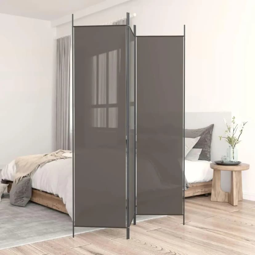 3 Panel Anthracite Fabric Room Divider 150x200cm